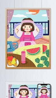 吃瓜女孩背影照片